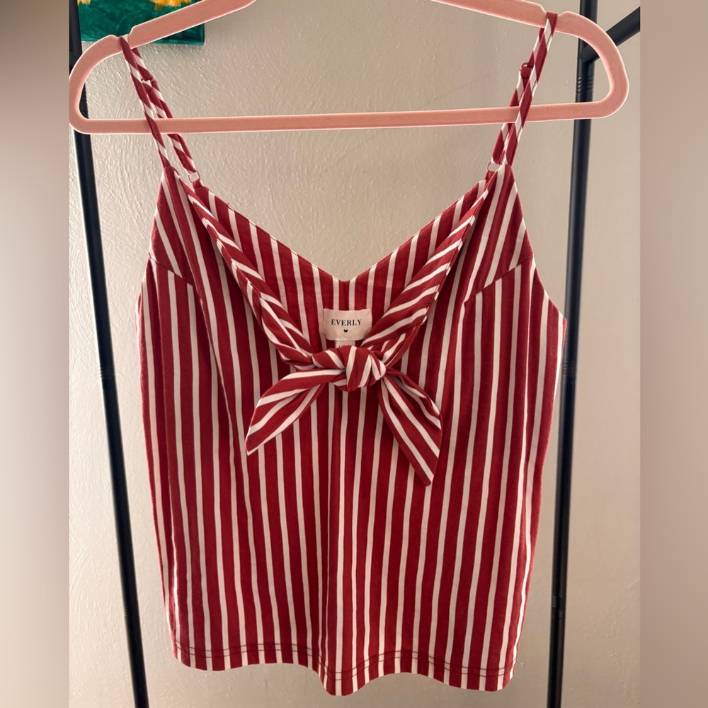Everly Red Striped Women's Top